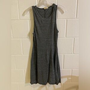 Roxy casual goth emo black and grey striped skater dress